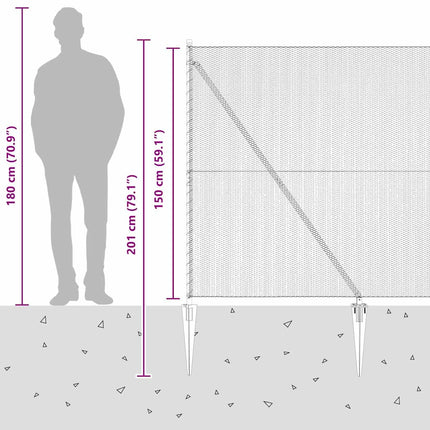 Sekskantet hegn med stolpe 50 x 1,5 m PVC-belagt stål Grå Mesh