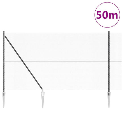 Sekskantet hegn med stolpe 50 x 1,5 m PVC-belagt stål Grå Mesh