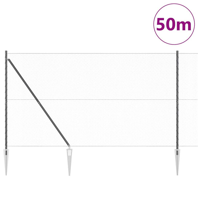 Udendørs sekskantet hegn med stolpe 50 x 1,6 m PVC-belagt stål