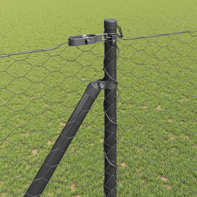 Udendørs sekskantet hegn med stolpe 50 x 1,6 m PVC-belagt stål