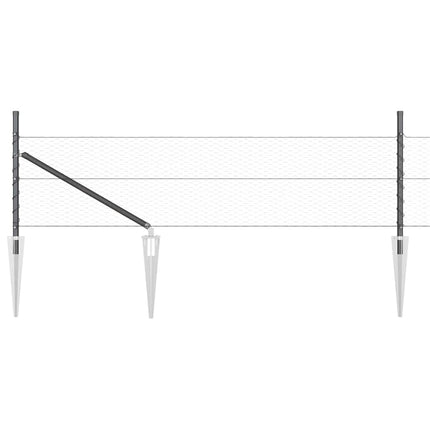 Sekskantet hegn med stolpe 100 x 0,8 m PVC-belagt stål Grå Mesh