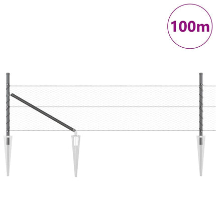 Sekskantet hegn med stolpe 100 x 0,8 m PVC-belagt stål Grå Mesh