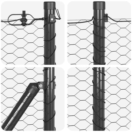 Udendørs sekskantet hegn med stolpe 100 x 0,8 m PVC-belagt stål