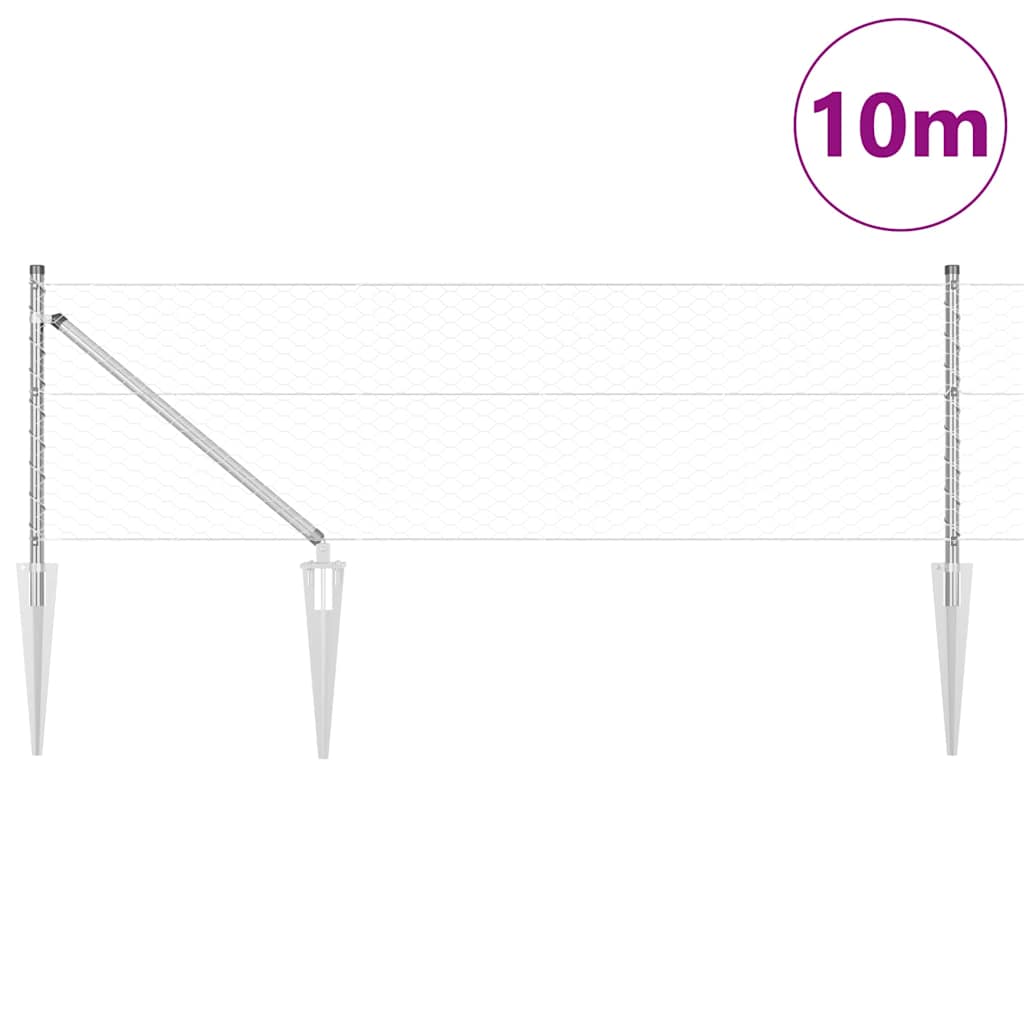Svejset trådhegn med spidser 10 x 0,6 m (B x H)