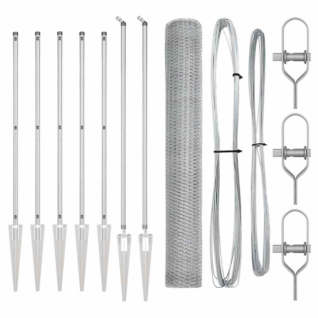 Hegnspæl Sølv 10 x 1,2 m (13 mm net) Stål
