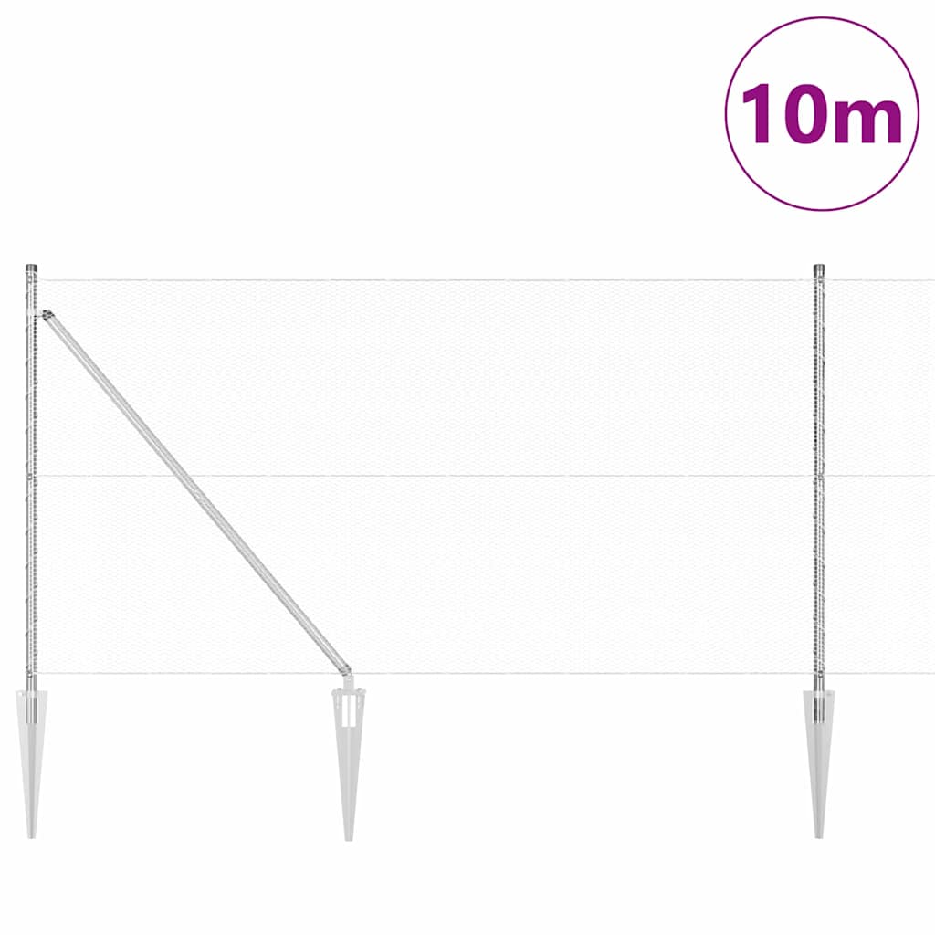 Hegnspæl Sølv 10 x 1,2 m (13 mm net) Stål