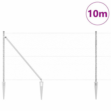 Sekskantet hegn med stolpe 10 x 1,2 m Galvaniseret stål Sølv