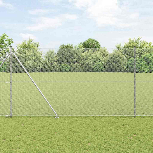Udendørs sekskantet hegn med stolpe 10 x 1,5 m Sølv Mesh