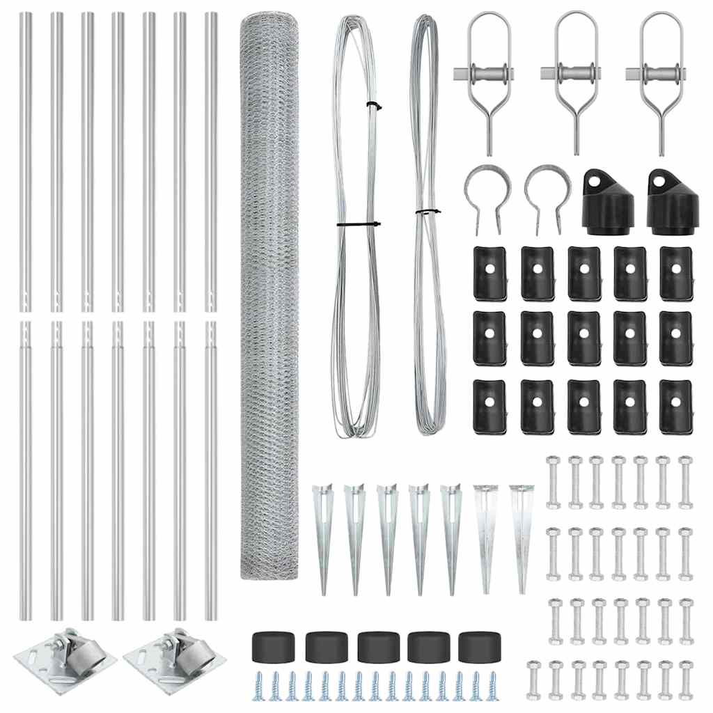Hegnspæl Sølv 10 x 1,5 m (13 mm mesh) Stål