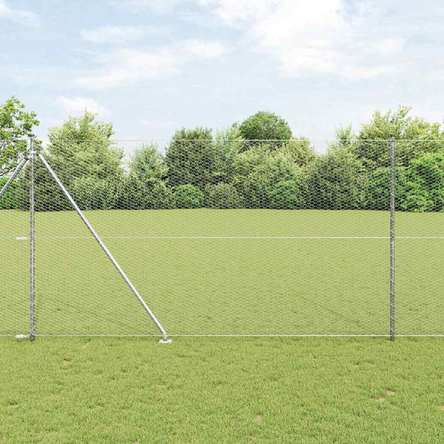 Udendørs sekskantet hegn med stolpe 10 x 1,5 m Sølv Mesh