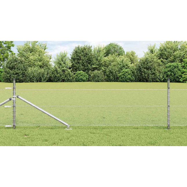 Sekskantet hegn med stolpe 25 x 0,8 m Galvaniseret stål Sølv