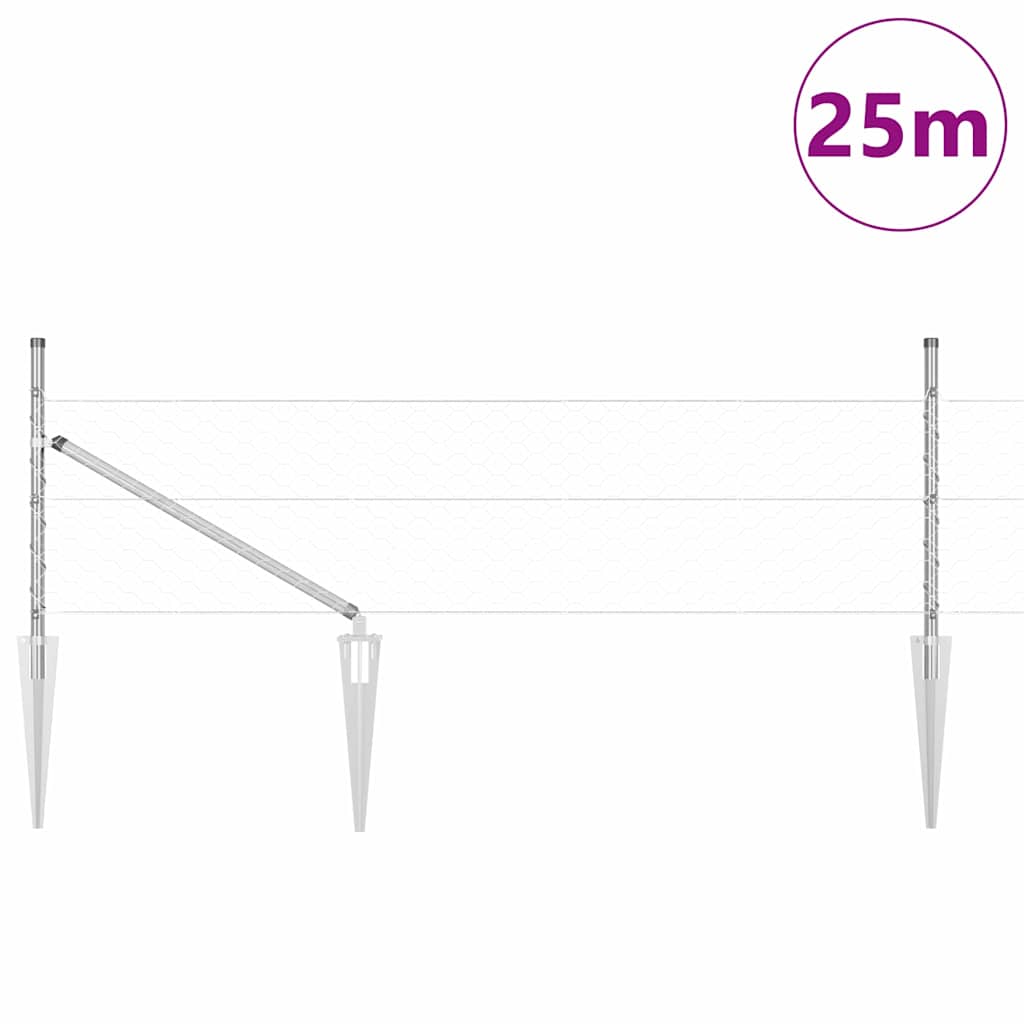 Svejset trådhegn med spidser 25 x 0,8 m (B x H)