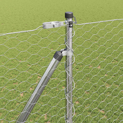 Udendørs sekskantet hegn med stolpe 25 x 1,6 m Sølv Mesh