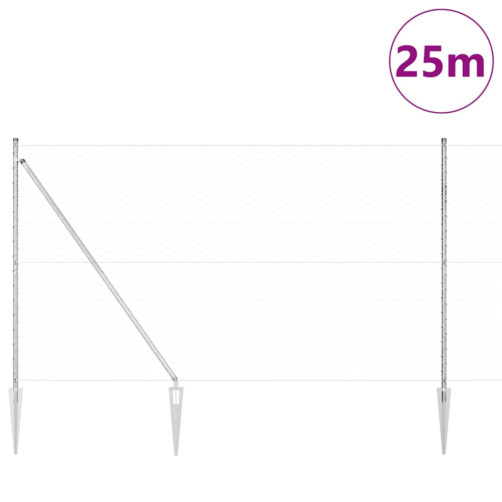 Hegnspæl Sølv 25 x 1,6 m (50 mm net) Stål