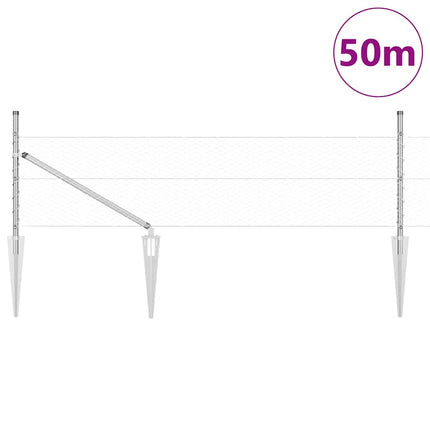 Sekskantet hegn med stolpe 50 x 0,4 m Galvaniseret stål Sølv