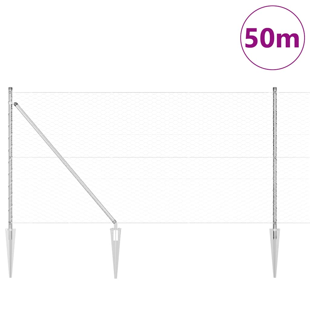 Svejset trådhegn med spidser 50 x 1 m (B x H)