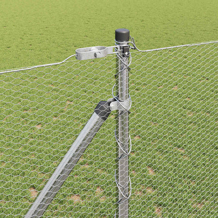 Udendørs sekskantet hegn med stolpe 50 x 1,4 m Sølv Mesh