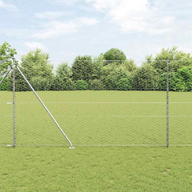 Sekskantet hegn med stolpe 50 x 1,5 m Galvaniseret stål Sølv