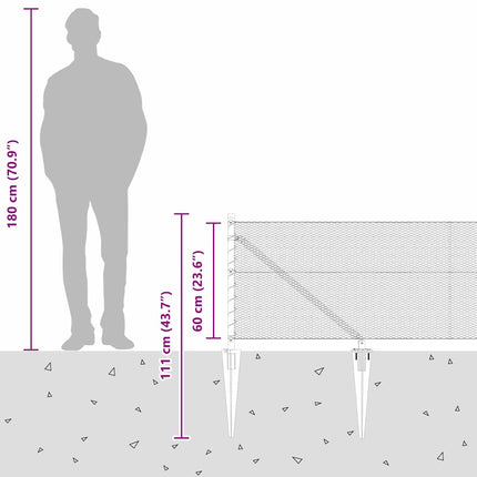 Sekskantet hegn med stolpe 100 x 0,6 m Galvaniseret stål Sølv
