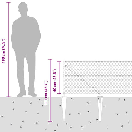 Sekskantet hegn med stolpe 100 x 0,6 m Galvaniseret stål Sølv