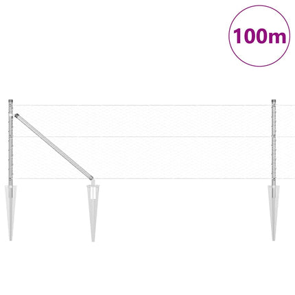 Sekskantet hegn med stolpe 100 x 0,6 m Galvaniseret stål Sølv