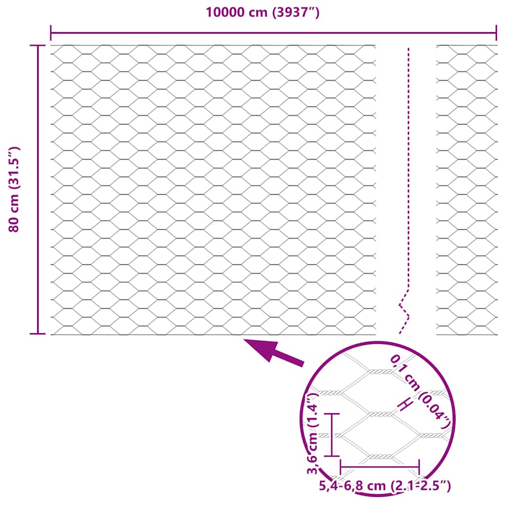 Svejset trådhegn med spidser 100 x 0,8 m (B x H)