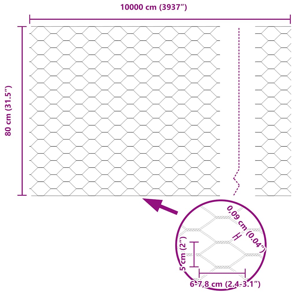 Svejset trådhegn med spidser 100 x 0,8 m (B x H)