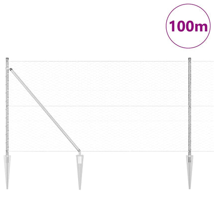 Udendørs sekskantet hegn med stolpe 100 x 1,2 m Sølv Mesh