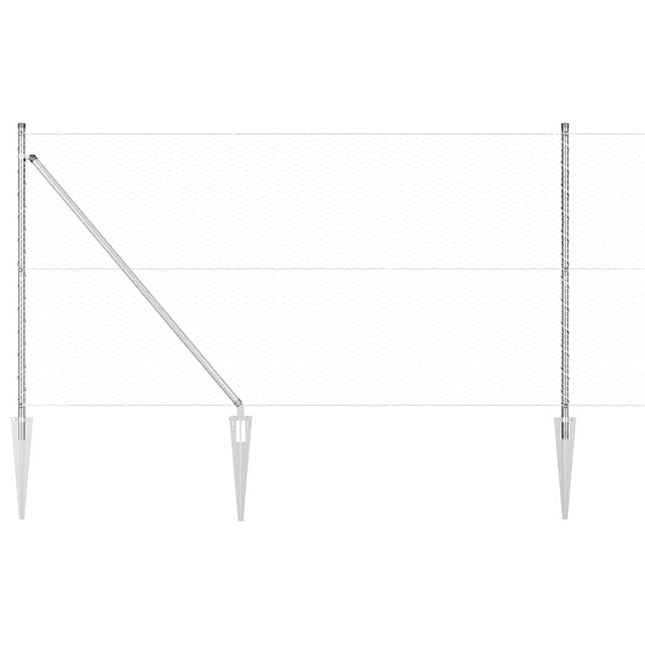 Sekskantet hegn med stolpe 100 x 1,4 m Galvaniseret stål Sølv