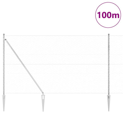Udendørs sekskantet hegn med stolpe 100 x 1,6 m Sølv Mesh