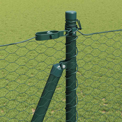 Udendørs hexagonal hegn med betonfundament 25 x 1,5 m Grøn Mesh