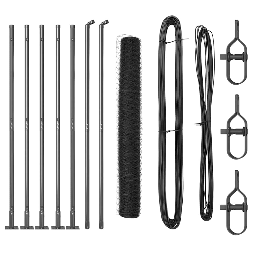 Hegnspæl Grå 10 x 1 m (36 mm net) Stål og PVC