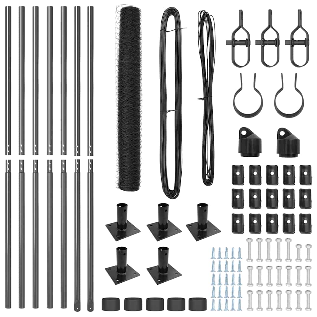 Hegnspæl Grå 10 x 1 m (36 mm net) Stål og PVC