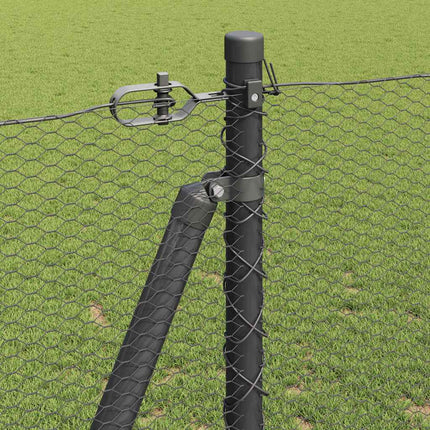 Udendørs hexagonal hegn med betonfundament 10 x 1,2 m Grå Mesh
