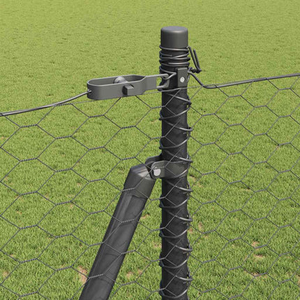 Udendørs hexagonal hegn med betonfundament 10 x 1,5 m Grå Mesh