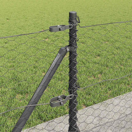 Udendørs hexagonal hegn med betonfundament 100 x 0,6 m Grå Mesh