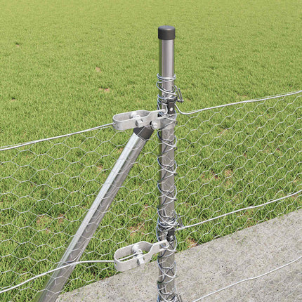 Udendørs hexagonal hegn med betonfundament 10 x 0,5 m Sølv Mesh