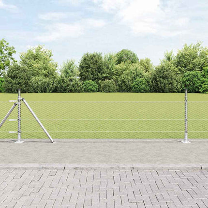 Udendørs hexagonal hegn med betonfundament 10 x 0,5 m Sølv Mesh