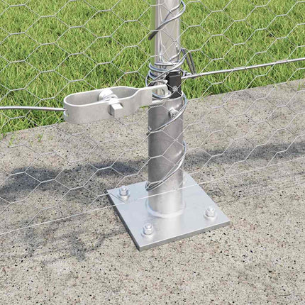 Udendørs hexagonal hegn med betonfundament 10 x 0,6 m Sølv Mesh