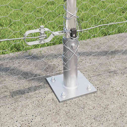 Udendørs hexagonal hegn med betonfundament 10 x 1,2 m Sølv Mesh