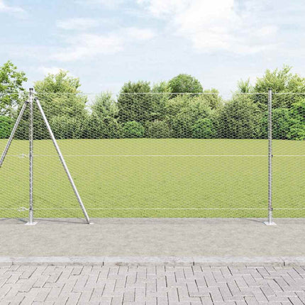 Udendørs hexagonal hegn med betonfundament 10 x 1,2 m Sølv Mesh