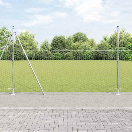 Udendørs hexagonal hegn med betonfundament 10 x 1,6 m Sølv Mesh