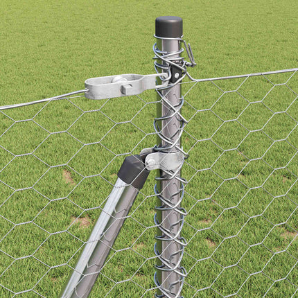 Udendørs hexagonal hegn med betonfundament 50 x 0,8 m Sølv Mesh