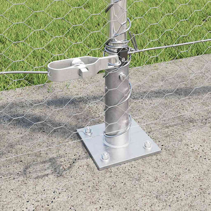 Udendørs hexagonal hegn med betonfundament 50 x 1 m Sølv Mesh