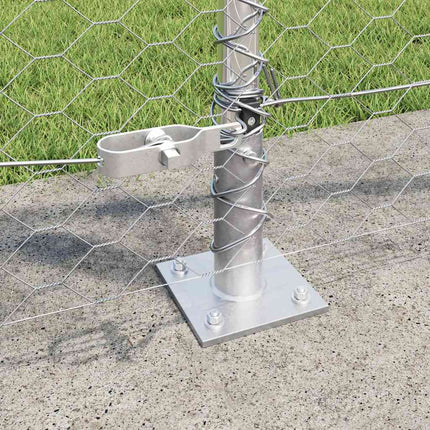 Udendørs hexagonal hegn med betonfundament 50 x 1 m Sølv Mesh