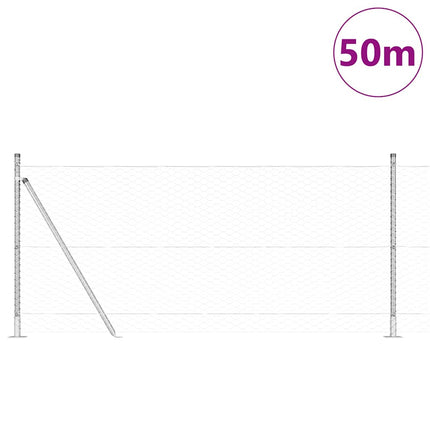 Udendørs hexagonal hegn med betonfundament 50 x 1 m Sølv Mesh