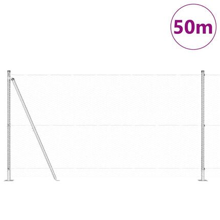 Udendørs hexagonal hegn med betonfundament 50 x 1,2 m Sølv Mesh