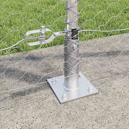 Udendørs hexagonal hegn med betonfundament 50 x 1,2 m Sølv Mesh