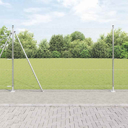 Udendørs hexagonal hegn med betonfundament 50 x 1,6 m Sølv Mesh