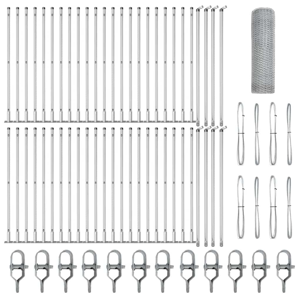 Hegnspæl Sølv 100 x 0,5 m (25 mm mesh) Stål